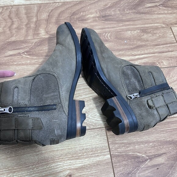 Sorel Lolla Ankle Boots Taupe Khaki Strappy Size 7 Leather Burnish Alpine Tundra - Picture 8 of 8